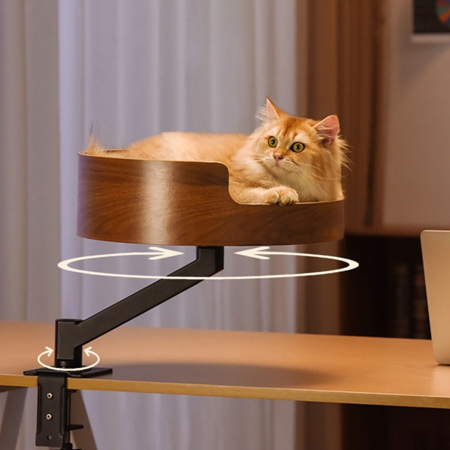 Kattenbed Bureau Verstelbaar kat hangt in bed